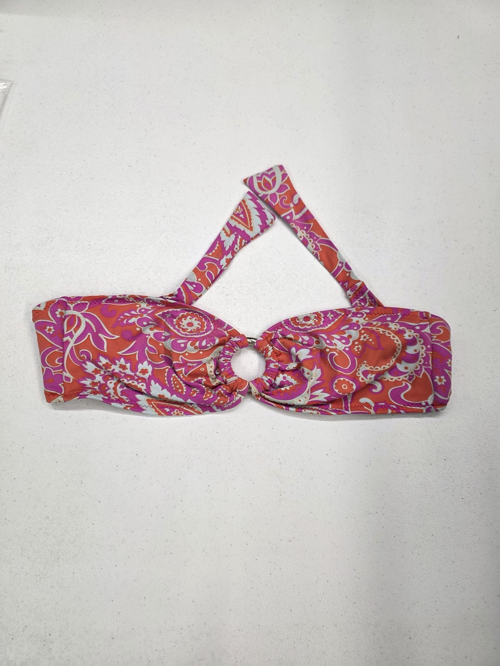 Eberjey Pink and Orange Paisley Bandeau Swim Top